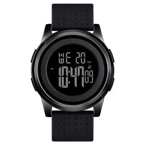 Чоловічий спортивний наручний годинник Skmei 1502 (Чорний с чорним циферблатом)