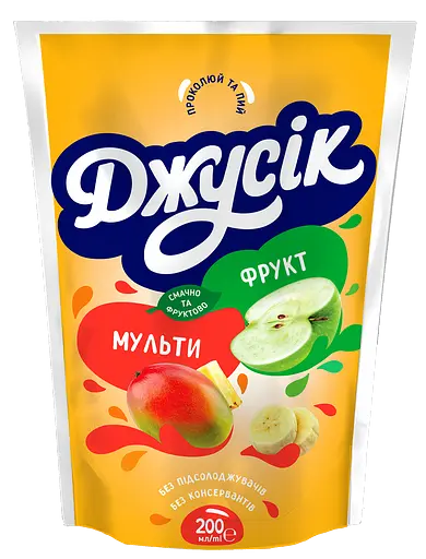Упаковка сокового напитка Джуссик Мультифрукт пастеризованный 2 л (200 мл х 10 шт.) - фото 2