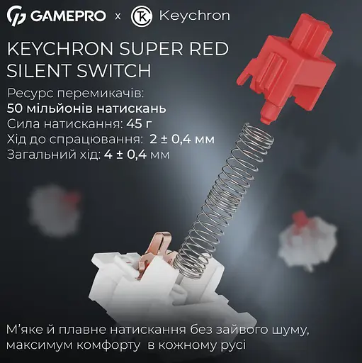 Клавиатура игровая механическая GamePro MK-305-BK Asgard Drakkar Keychron Super Red Switch Bluetooth 5.2/2.4 ГГц/USB Black - фото 6