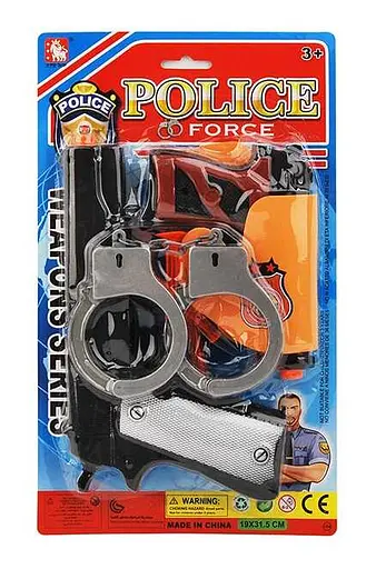 Полицейский набор 2323-19, 2 пистолета, наручники, кобура, патроны, на блистере (6969885401439) - фото 1