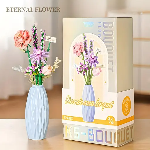 3D конструктор Голубая ваза с цветами на 303 детали (2352-P) - фото 5