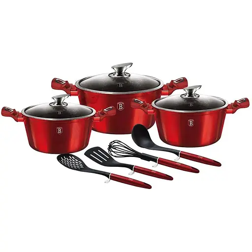 Набор посуды из 10 предметов Berlinger Haus Metallic Line Burgundy Edition (BH-6150)