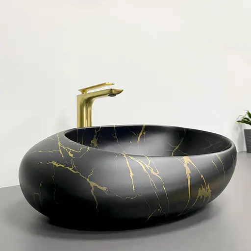 Умивальник VBI Valiano marble black matt накладний VBI-016101, Чорний матовий - фото 4