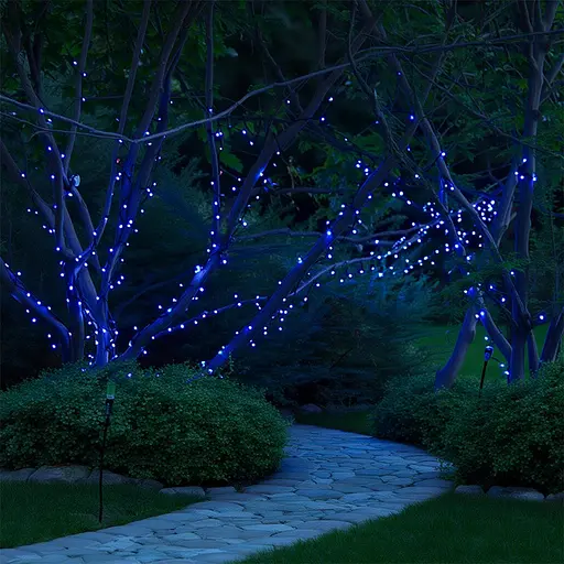 Новорічна гірлянда вулична GarlandoPro 50 м 500 LED на сонячних батареях Синій SB500L50MBBL