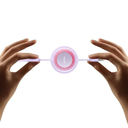 Кабель Baseus Bright Mirror 2 Series Retractable 3-in-1 Fast Charging Data Cable USB to M+L+C 3.5A 1.1m Purple - фото 8