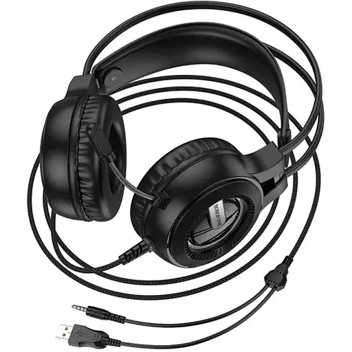 Проводные игровые наушники Borofone BO111 Eminen, USB, 3.5mm, 2m, Черный