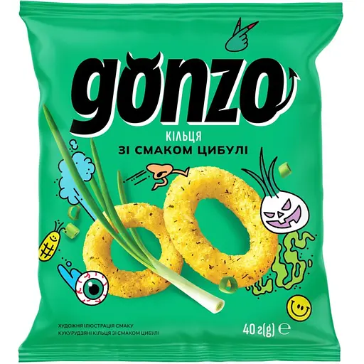Кукурудзяні кільця Gonzo зі смаком цибулі 40 г (903642)