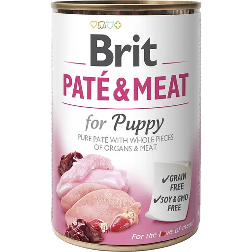 Вологий корм Brit Care Pate&Meat для цуценят з куркою й індичкою 400 г - фото 1