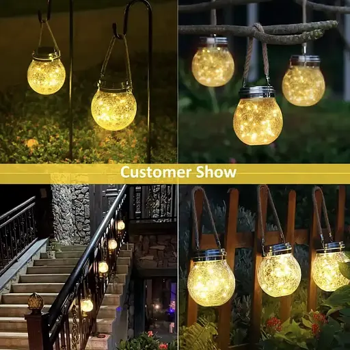 LED-світильник Нічник садовий скляний з сонячною батареєю 30LED Wharm White RGB - фото 9