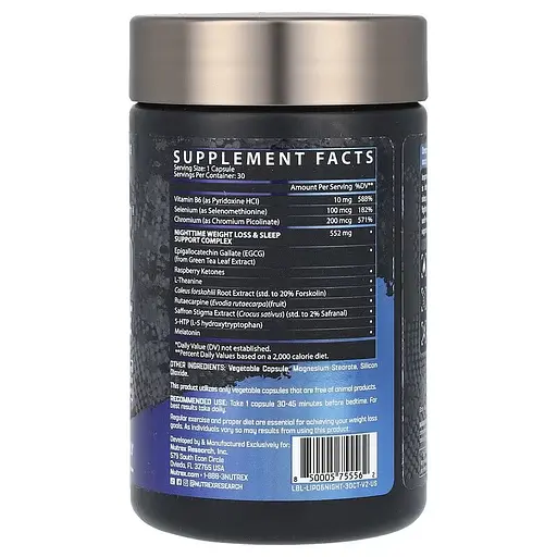 Жироспалювач Nutrex Research Lipo-6 NightTime, 30 капсул - фото 2