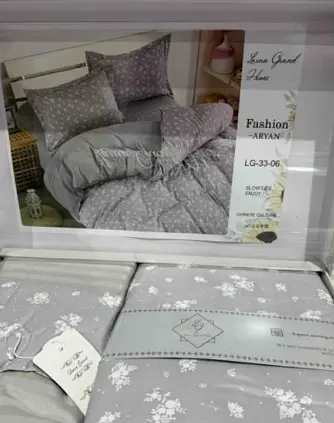 Постельное белье Laura Grand 33 06 сатин - евро комплект цвет серый - фото 2