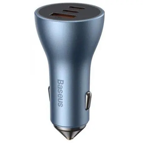Автомобільний Зарядний пристрій 60 w 2 порти юсб Baseus Golden Contactor Max Dual CGJM000013 сіре - фото 2