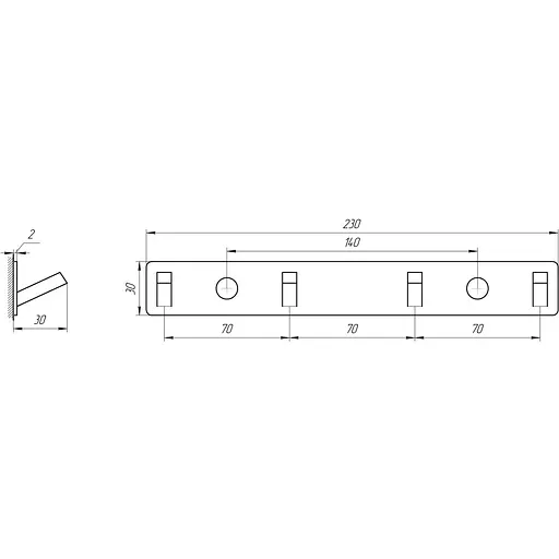 Планка з гачками TOPAZ TKB 9385-4 - фото 2