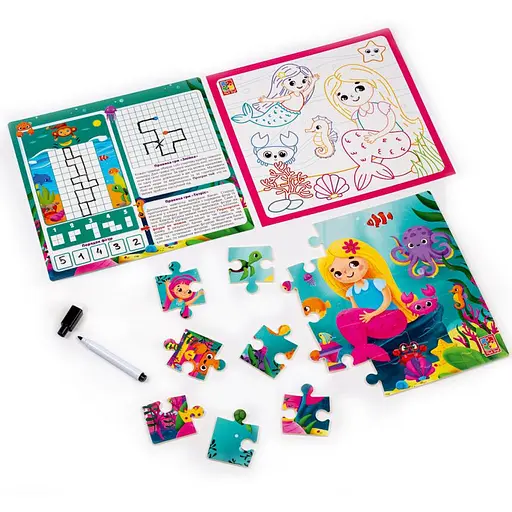 Развивающий набор 4 в 1 Русалочки VT2002-04 пазл, раскраска, маркер - фото 3