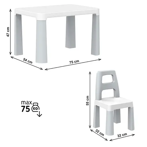 Дитячий стіл з двома стільцями ТехноК 0150TXK світло-сірий - фото 4