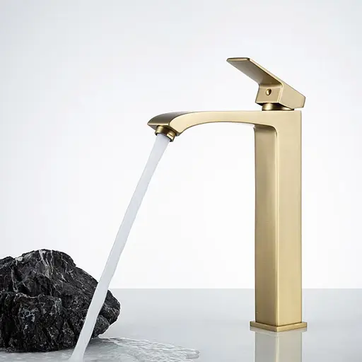 Змішувач для умивальника високий литий вилив золото Frap F1076-23 Золотий - фото 2