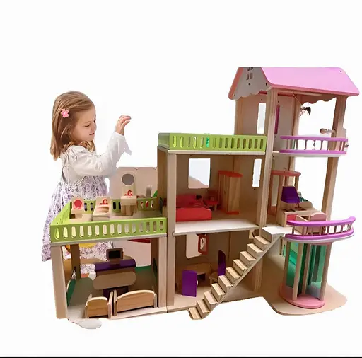 Деревянная развивающая игрушка Домик MD 1370 с мебелью для детей, экологичный игровой набор - фото 2