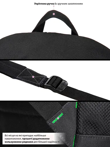 ﻿Молодежный рюкзак черный с usb портом мужской SkyName для города (80-48 B) - фото 5