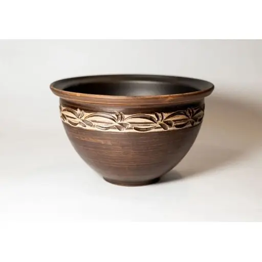 Макитра для подачи 1,5 литра керамическая (глиняная) с орнаментом