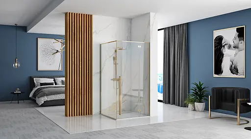 Душевая кабина Rea Fargo 80x100 gold REA-K4907, Золотой, Универсальная, прозрачная - фото 2