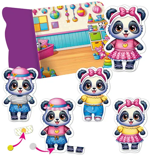 Игра развивающая с липучками "Пандочка" Vladi Toys VT1320-05, 9 элементов одежды - фото 2