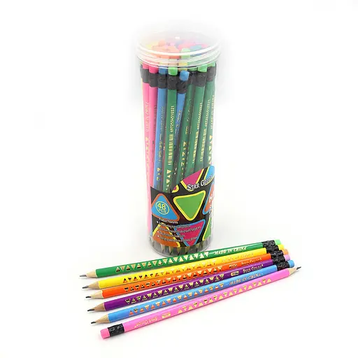 Карандаш чернографитовый Neon, HB, с ластиком, 48 шт.