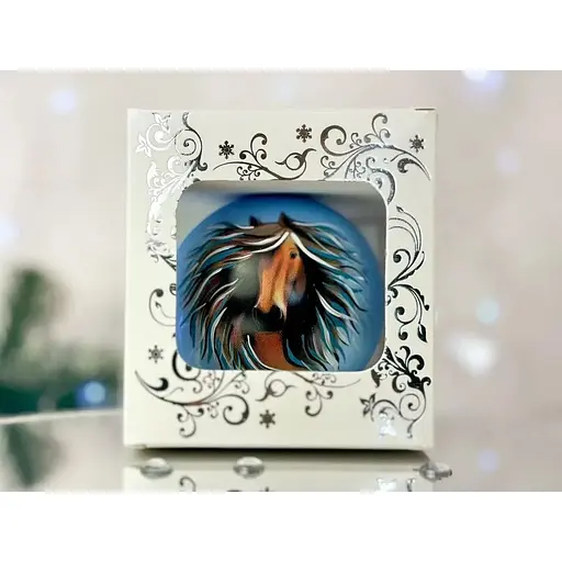 Ялинкова прикраса Санта Шоп Символ 2026 Стрімкий кінь блакитний скло (4820001234091) - фото 4