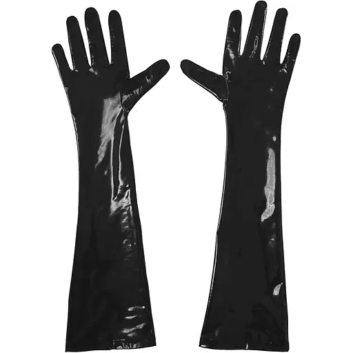 Глянсові вінілові рукавички Art of Sex - Lora, розмір S, колір Чорний - фото 3