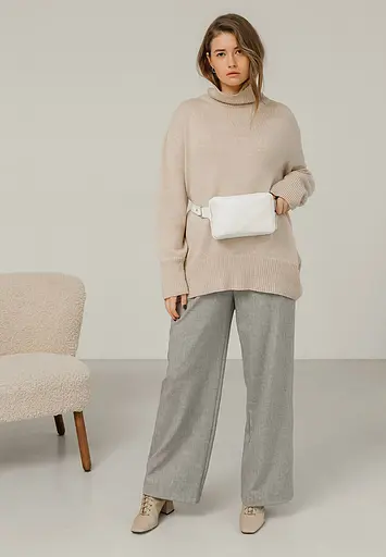 Шкіряна жіноча поясна сумка Dropbag Mini біла - фото 2