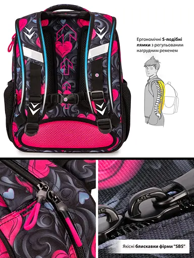 Ортопедический рюкзак в школу для девочки с Котиком SkyName 37х30х18 см для младших классов (R2-223) - фото 6