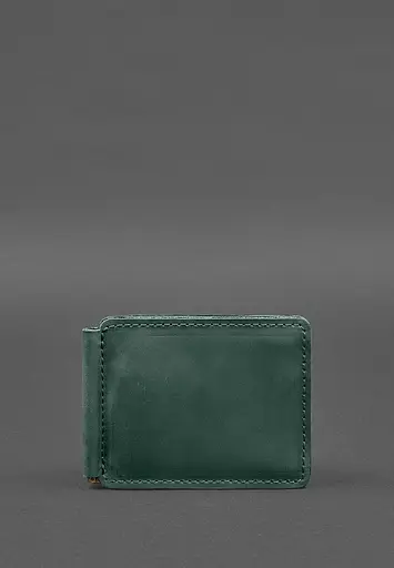 Кожаный портмоне 13.0 зажим Зеленый Crazy Horse - фото 2