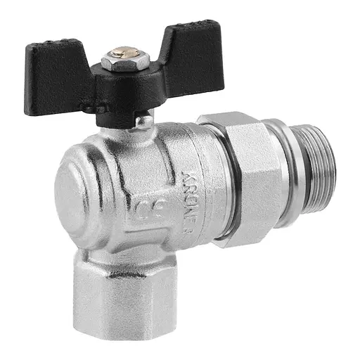 Кран-американка кульовий Kroner кутовий 3/4" ВЗ PN40 метелик, нікельований (CV033224) - фото 2