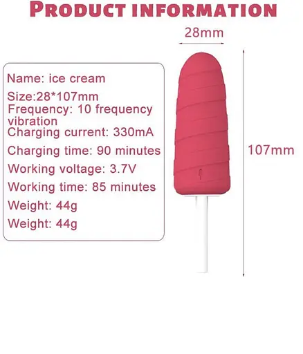 10X Popsicle вібратор-морозиво з USB-зарядкою Червоний K000737 - фото 7