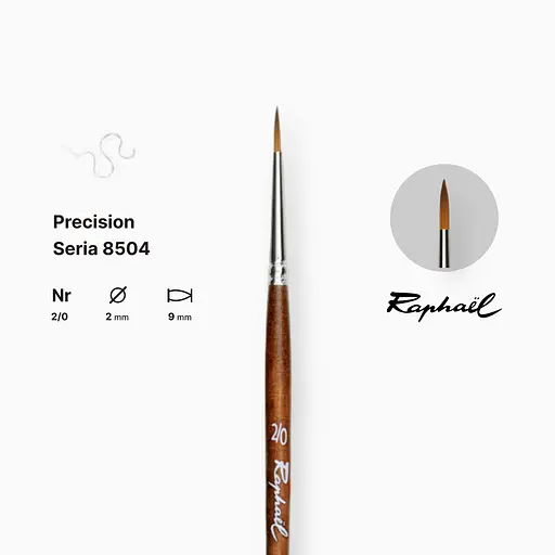 Кисть синтетика круглая (имитация соболя) Raphael Precision, №2/0, короткая ручка - фото 2