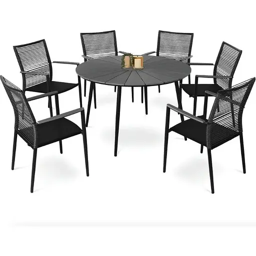 Комплект садовой мебели Di Volio Arona 6+1 черный/серый