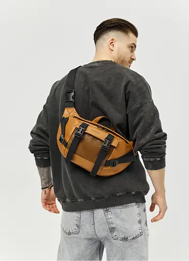 Большая мужская сумка бананка Sambag DynamicDart рыжая 38 × 21 × 7 см (80411121m) - фото 2