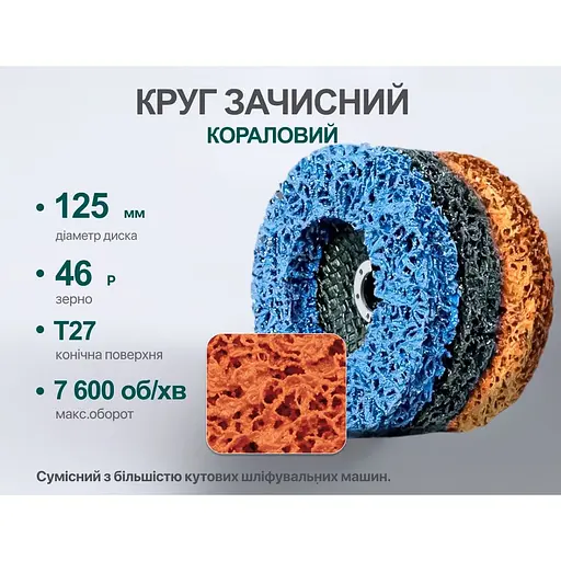 Круг зачисний Alloid Building Tools корал середньої жорсткості 125х22.2 мм (SD-125224) - фото 5