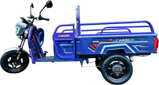 Грузовой электроскутер-самосвал трехколесный CROSSER Cargo 12" (800W 60V, 32Ah) Синий