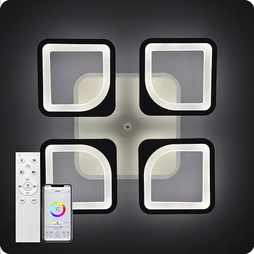 Люстра світлодіодна 517 Light 3color з пультом 96Вт Чорний (01188) - фото 4