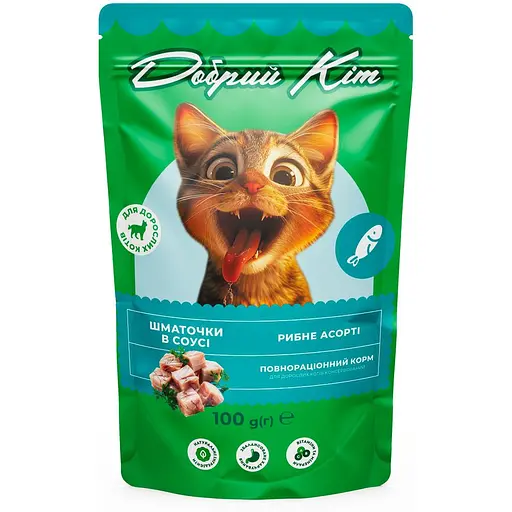 Вологий корм Добрий Кіт рибне асорті 100 г