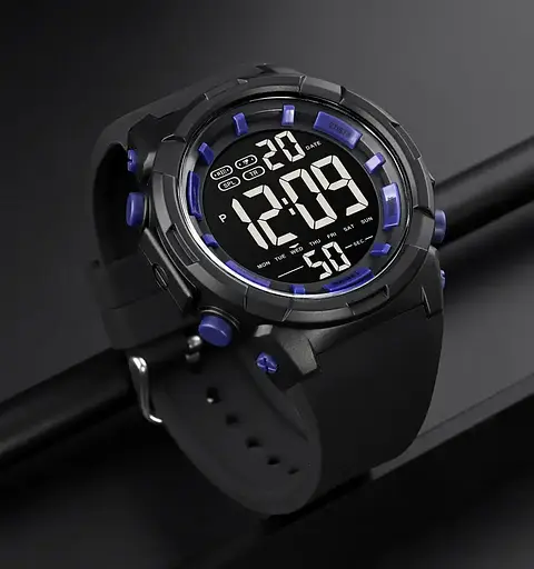 Чоловічий наручний годинник Skmei 1845 (Чорний з синім) - фото 5