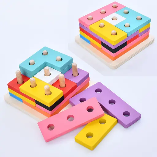 Игрушка деревянная "Геометрика" 15 деталей MD0809 - фото 2