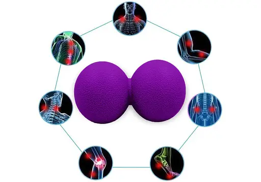 Массажный мячик EasyFit TPR двойной 12х6 см фиолетовый (EF-2175-V) - фото 3