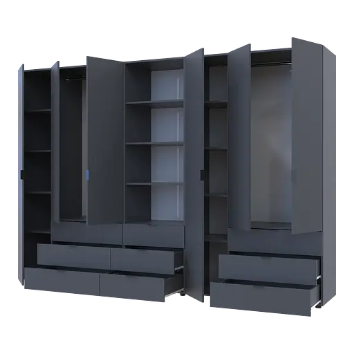 Шкаф для одежды Doros Гелар Графит 3+3ДСП с пеналом 292.4х49.5х203.4 (42005172) - фото 3