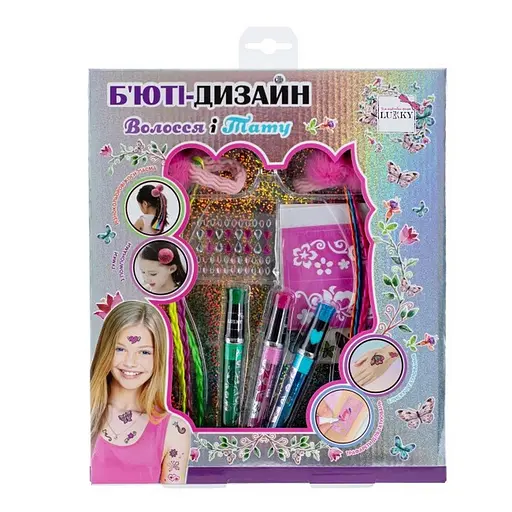 Дитячий набір косметики "Волосся і татуювання" Lukky T20728 блискучі татуювання - фото 1