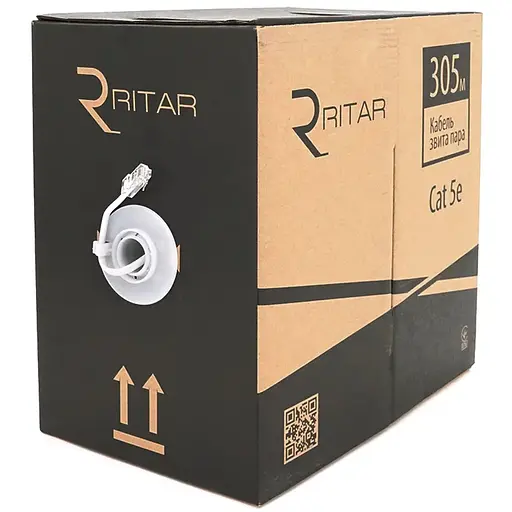 Кабель КПВ UTP 2 * 2 * 0.5 ССА cat 5E для внутр робіт 305 м, Gray