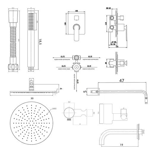 Душова система Kohlman Experience 30 black + BOX прихованого монтажу KPL-QW211EBR30, Чорний матовий - фото 2