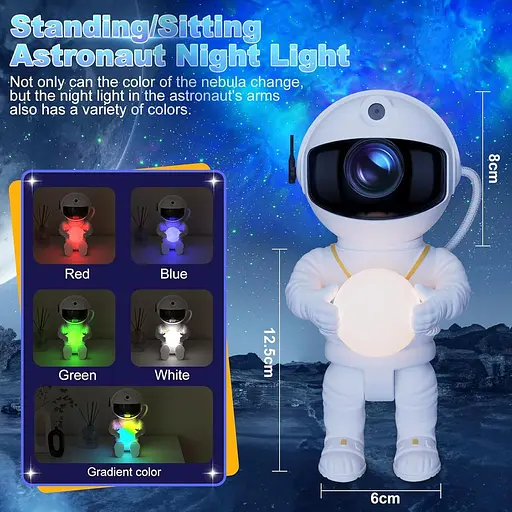 Проектор Astronaut Galaxy Astronaut Star Projector Light 8 режимів проекційної лампи, Обертання на 360° - фото 2