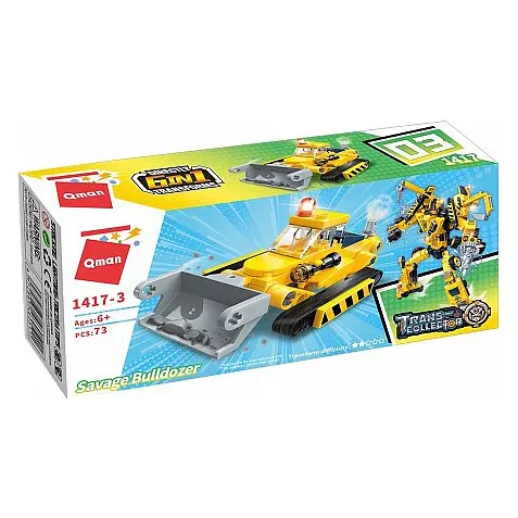 Дитячий Конструктор Qman 1417-1-6 будтехніка, 79 дет Savage Bulldozer