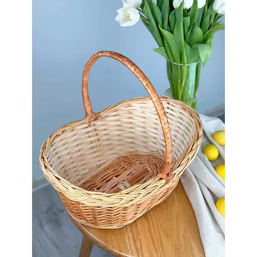 Великодній кошик із лози з однією ручкою Закарпаття Коричневий